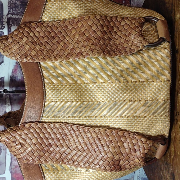 Cole Haan Woven Leather/Straw Tote Bag - Picture 2 of 9